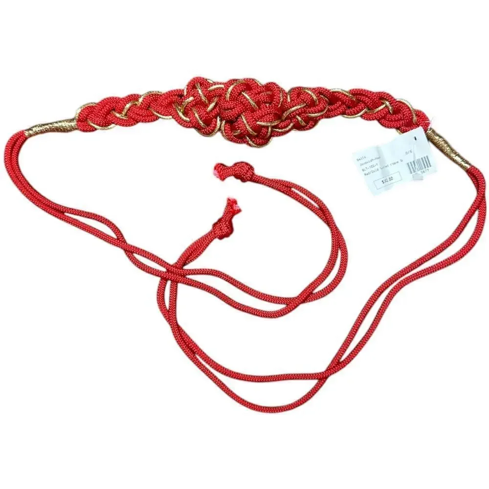 Vintage Jovovich-Hawk Red Gold Twisted Rope Tie Belt Women's One Size NWT